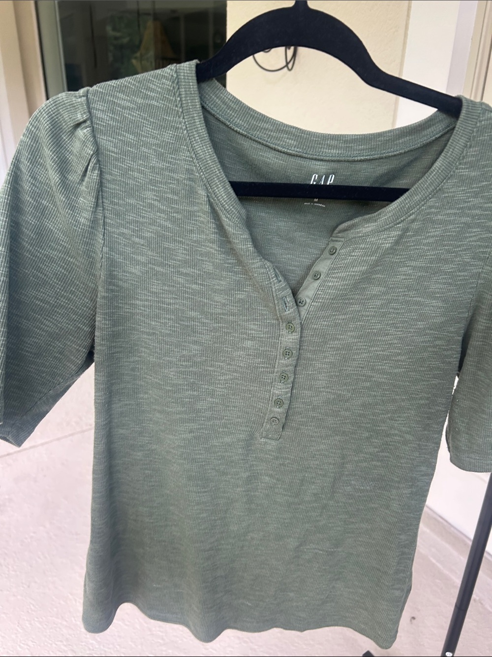 GAP Sage Green Henley Short Sleeve Tee
